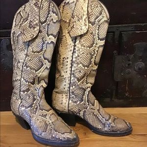Vintage Larry Mayan Python Silver Tipped Cowboy Boots